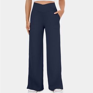 NWT HALARA Crossover Pocket Hem Wide Leg Yoga Pants